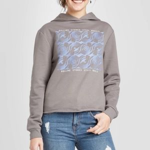 THE ROLLING STONES Steel Wheels Long Crop Grey Hoodie